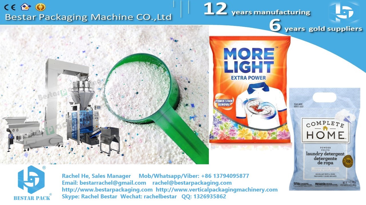How to pack detergent powder 1000g pouch with hanging hole