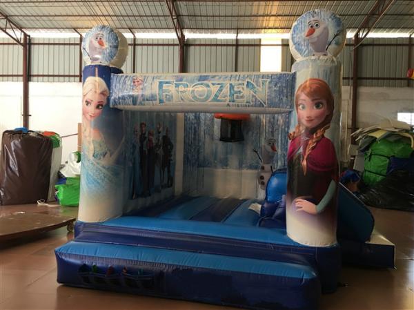 Inflatable Bounce House Combo / Frozen Themed Jump House With Slide For Kids PVC