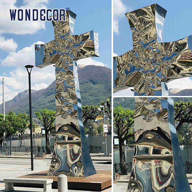 Outdoor Square Large Metal Art Cross Stainless Steel Sculpture