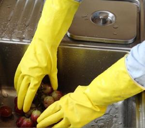 China 30g Flocklined Rubber Dishwashing Gloves For Cleaning factory