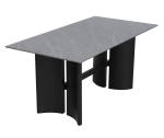 1650*850mm Ceramic Finished Dining Table With Fixed Type Black Metal Base