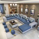 Crushed Velvet Fabric Custom Sofa Bed Leather Border Living Room