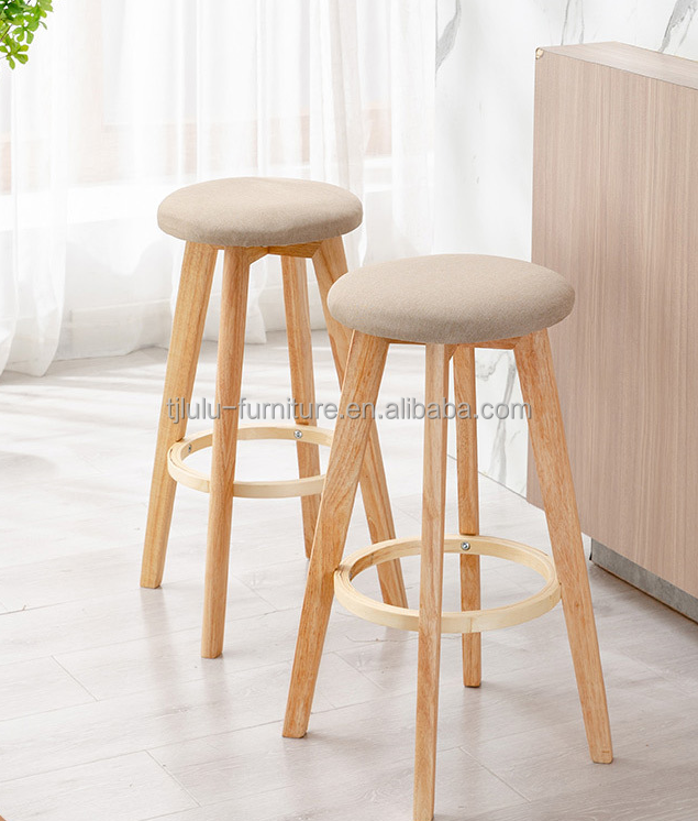 Commercial Furniture Modern Design Solid Wood Bar Stool High Chair for Bar