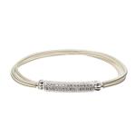 Lady Zircon Metal Bar Bracelet Handmade Sparkle Silver Color With Spring
