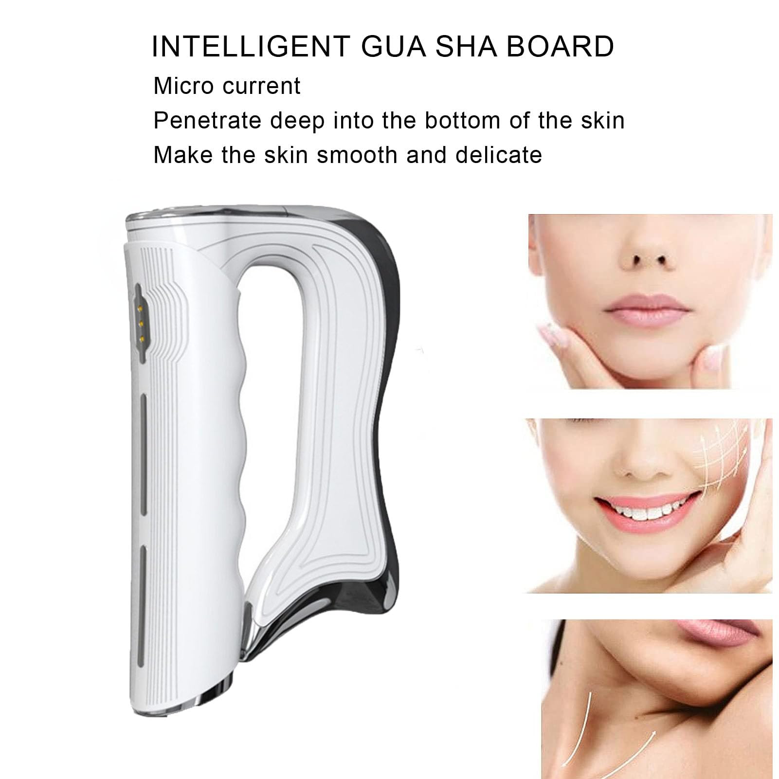 Facial Beauty Skin Care Massage Home for Face Body Lifting Tightening Board Skin Electric Gua Sha(White)