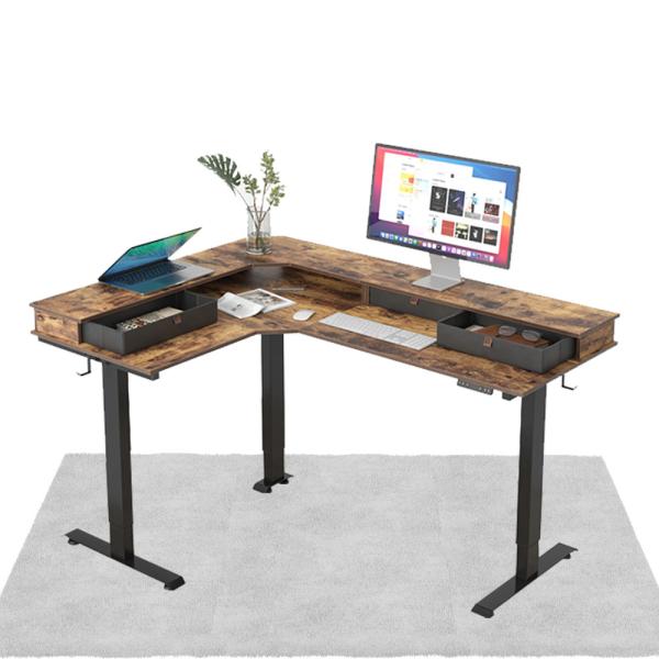 27.9 in/mm Revolving Glass Top Standing Desk Height Adjustable Wooden Office