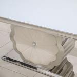 Flower Base 160x90x75cm SS Dining Tables 6 Seater White Glass Top