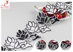 China Eco - Friendly Double Color Water Soluble Lace 7.5 CM Floral / Guipure Lace Trim factory
