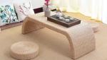 The Cane Makes Up Tea Table Natural Straw Woven Floor Table Natural fiber Window