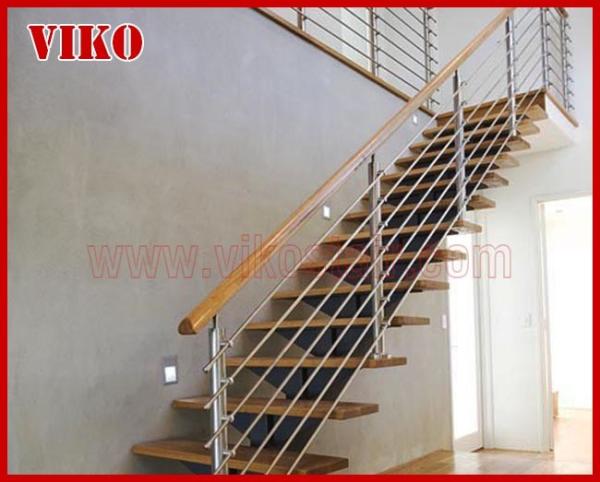 Steel Cable Stair VK70SC Aluminum Baluster Treed BeechGlass Handrail 304