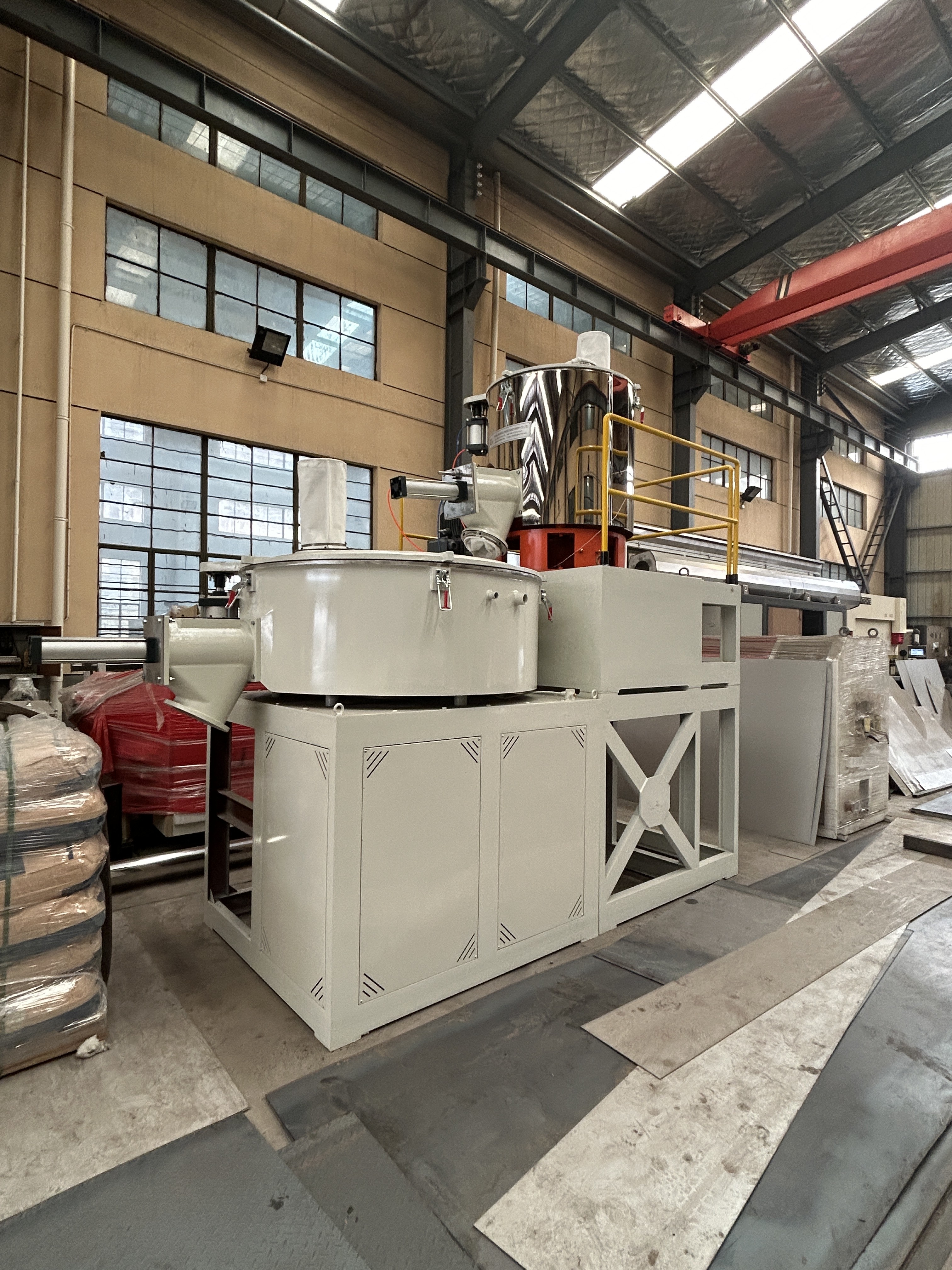 Plastic High Speed Hot Heating Cooling WPC PVC Powder Resin Turbo Mixer Machine For PVC Pipe, Window Door Profiles, Ceiling Panel, Cable Trunking,