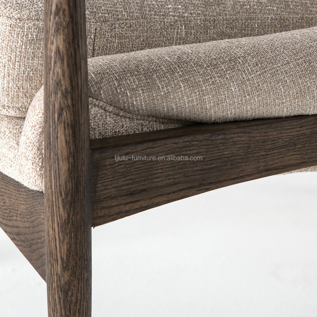 Living Room Furniture Sturdy Wooden Chairs Sofa with Upholstered Armrests and Cushions