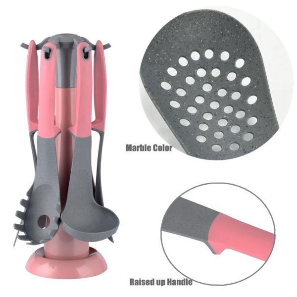 Baby Holiday Pink Kitchen Utensils Set Cooking Tools TPR PP Handle Unique