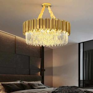 Rectangular Gold Plated Clear Crystal Ceiling Lamp , Large Hanging Chandelier