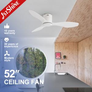 China Plastic Ceiling Fan 52 Inch White ABS Blades Flush Mount LED Ceiling Fan With Dimmable Lighting factory