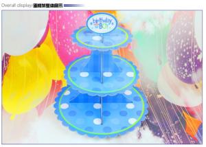 China Party Children's Birthday Decoration Paper Blue Petal Folding Cake Stand Three-layer Paper Crafts Factory Wholesale factory
