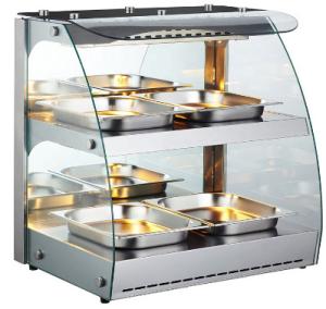China Curved Glass Food Warmer Showcase Automatic Defrost factory