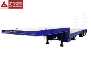 China Drop Deck Heavy Duty Flatbed Trailer , 8 Ton Heavy Load Trailer Dual Hydraulic Ramps factory