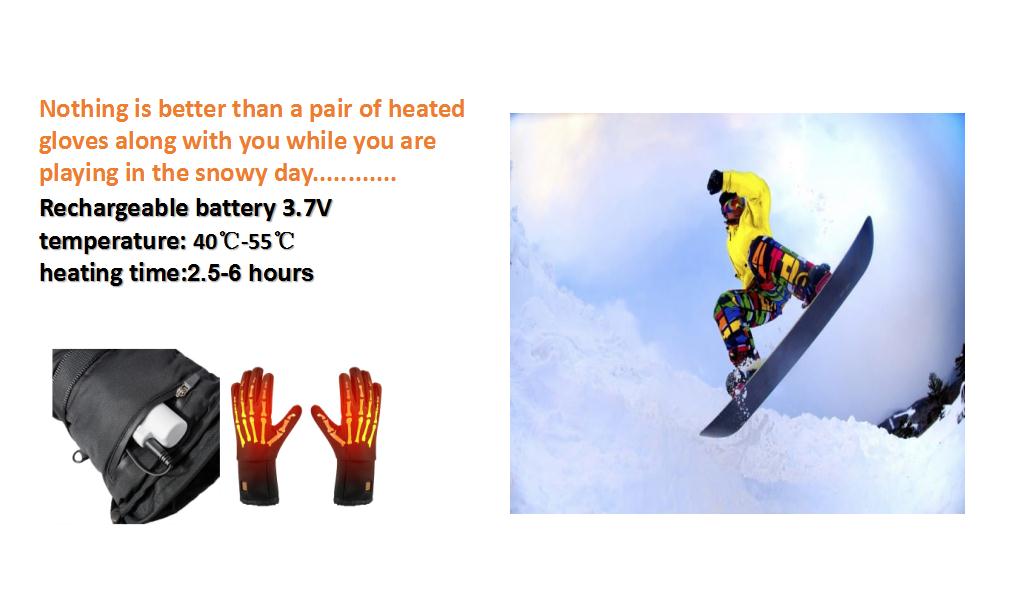 Battery Rechargeable Thermal Gloves Waterproof For Men Women Skiing Motorcycle Hiking