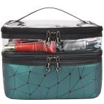 Women's Double Layer PU Leather Travel Cosmetic Bags