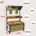 Wooden Racks Gondola Display Shelf For Fruits And Vegetables Single Sided