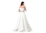Elegant White Ladies Off Shoulder V Neck Wedding Dress Fully Lined Custom Size
