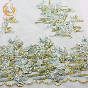 China Mint Green Hand Work Lace Water Soluble 3D Lace Embroidery Applique factory