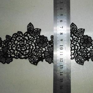 China Black Water Soluble Embroidery Applique for Wedding Bridal Dress factory