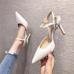 YTH002 Sandals Women'S Summer Fashion Pointed Stiletto Heels With Rhinestones