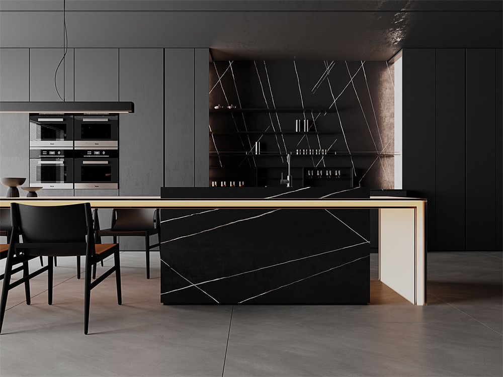 Black Durable Porcelain Sintered Stone Slabs And Antibacterial 1470x2700mm Matt Porcelain Rock Slab For Living Room And Bathroom