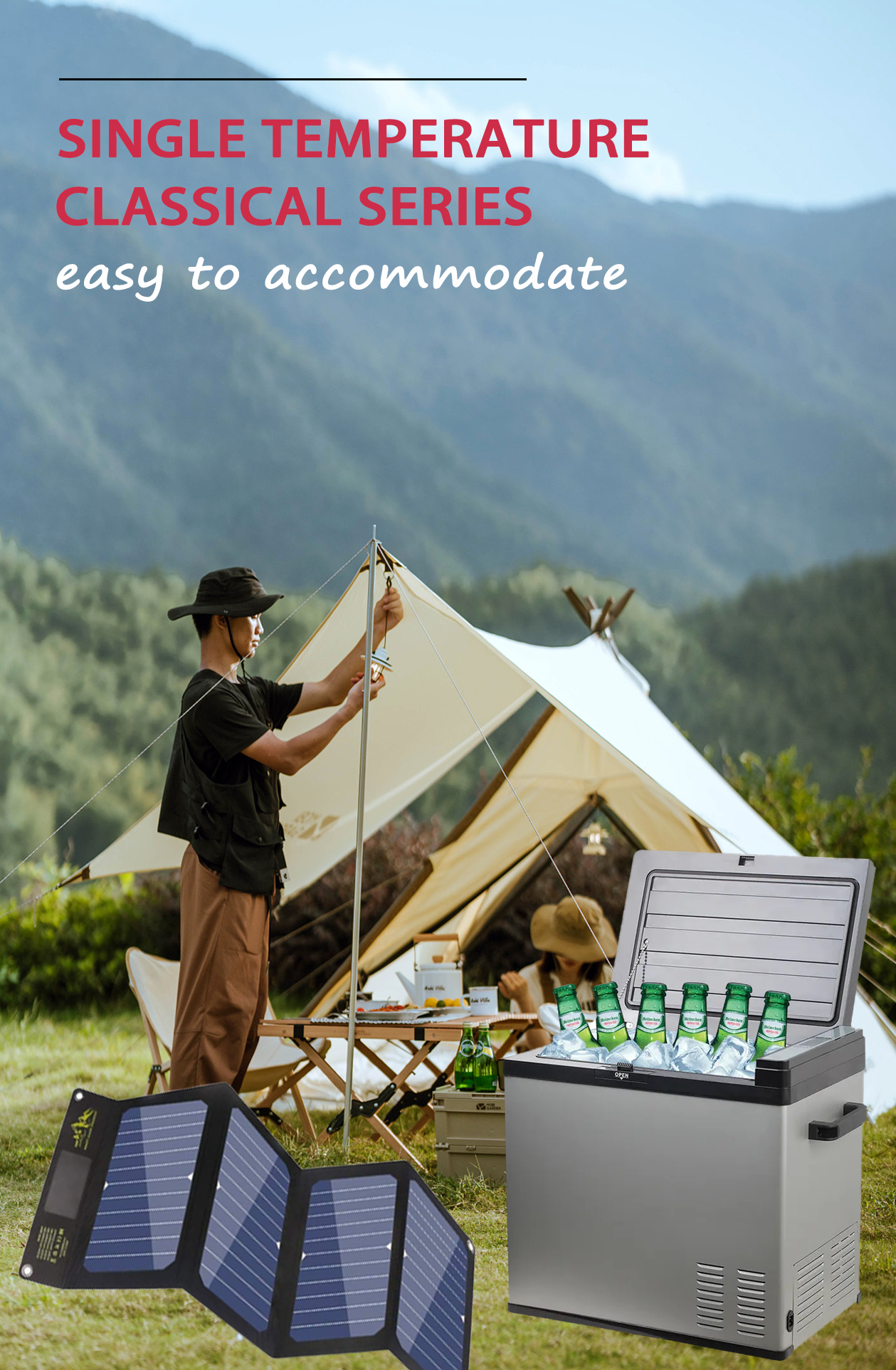 Portable Solar Car Refrigerator Compressor Cooler for Travel DC 12V Camping Car Freezer Ice