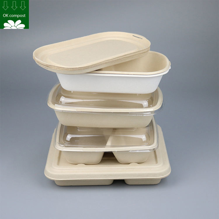 China Custom Biodegradable Sugarcane Bagasse Pulp Fiber Fast Food Packing Paper Box Bio Degradable Takeaway To Go Container factory