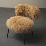 Fabric Leisure Chair White Fluff Black Frame New Leisure Chair