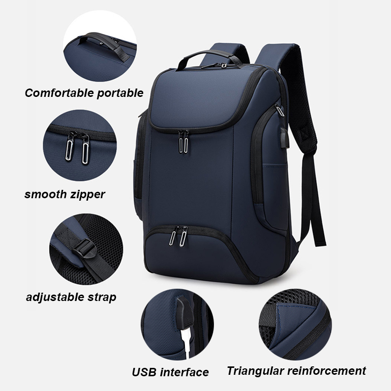 Customized Men 15.6 Inch Smart Work Backpack Laptop Bag With USB Charging Port