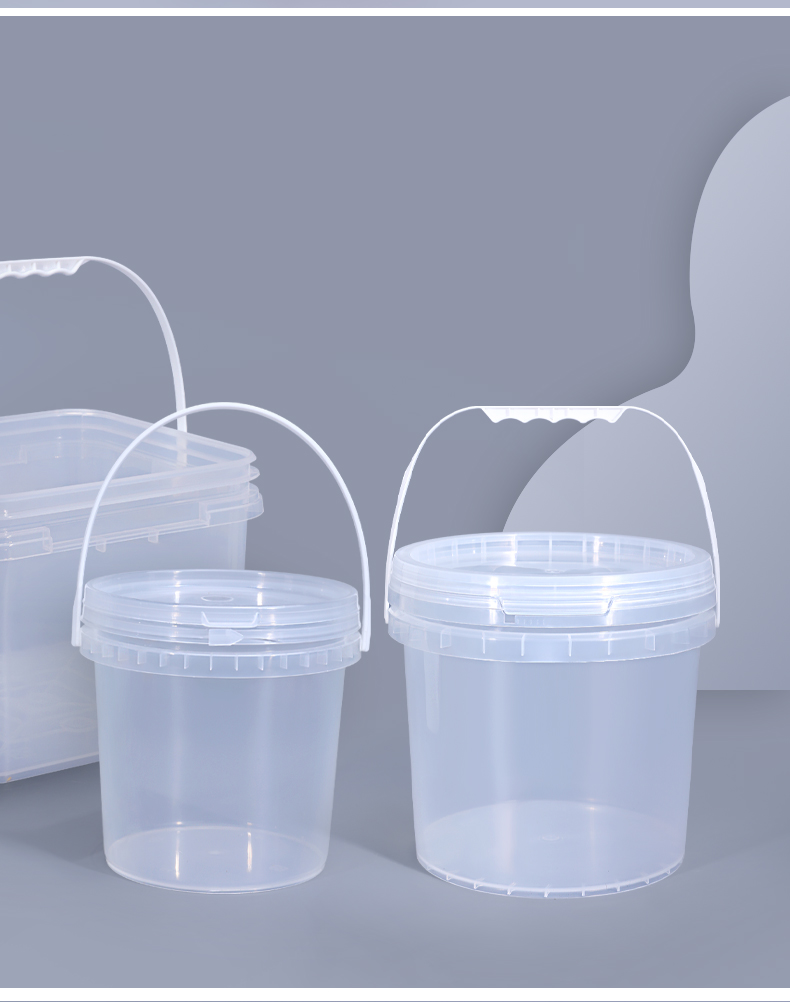 500ml Plastic Bucket For Ice Cream Fruit Salvage Container With Green Lid And Handle