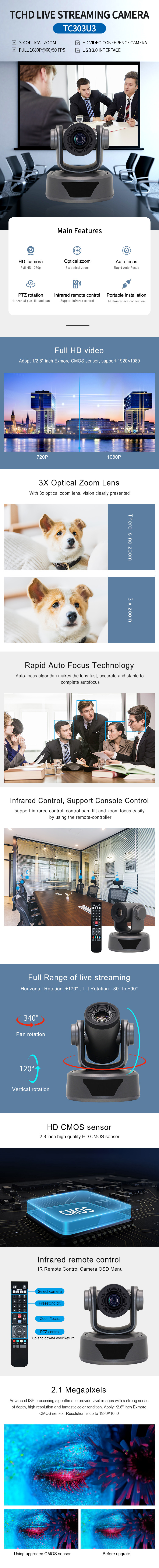Auto Focus Functionality Professional Video Conference Live Stream Switchers Camera