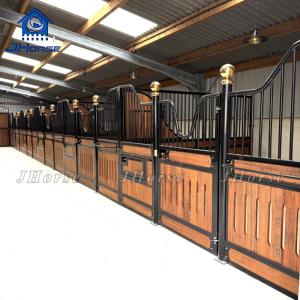 China Heavy Duty Powder Coated Horse Stable Box Equipment Equestrian Horse Stall Front With Feeder Window factory