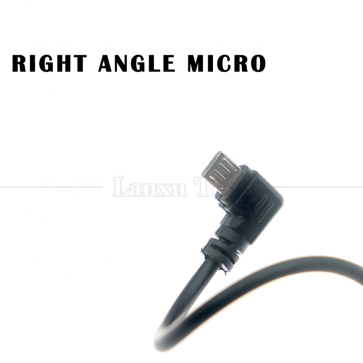 90 Degree Right Angle Micro B Male to USB Type A Male Extension Data Charger Cable for Tablet