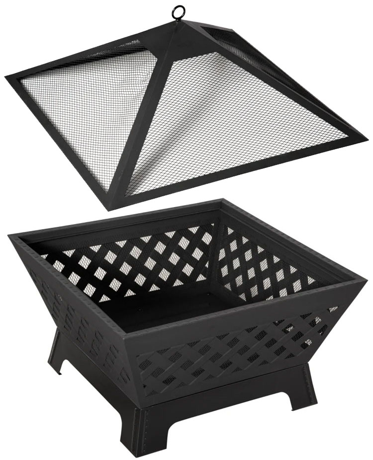 Black Cover Metal Wood Burning Fire Pit for Outdoor Patio Backyard Garden Bonfire Camping