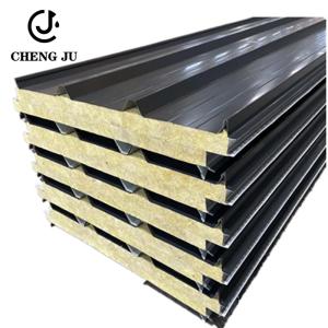China 0.3-0.6mm Insulation Polycarbonate Sandwich Panel Rock Wool Prepaint Color Steel Plate factory