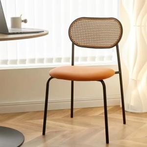 China Modern Stackable Rattan Dining Chair with Metal Frame factory