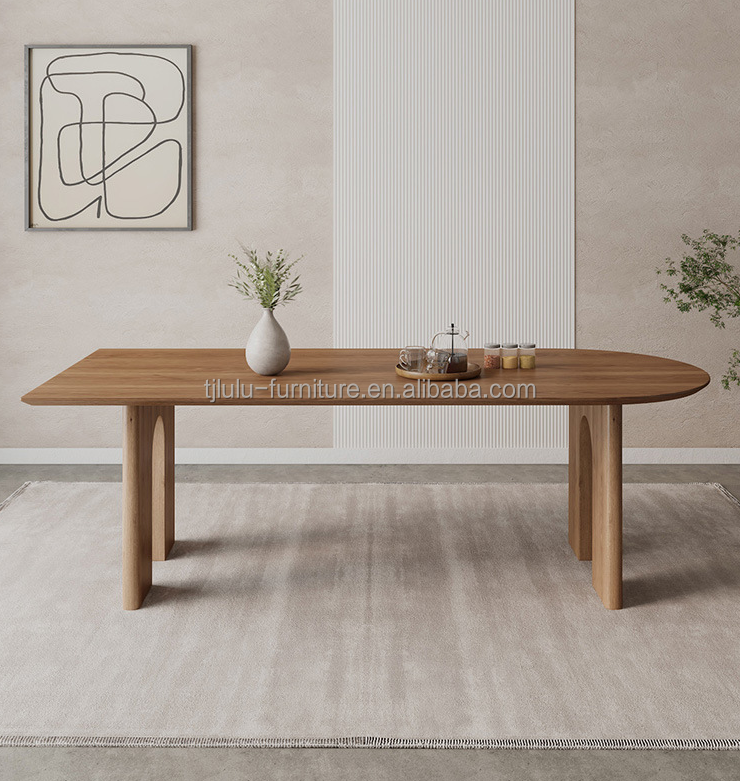 Modern Nordic Home Furniture Solid Wood Rectangular Dining Table with Walnut