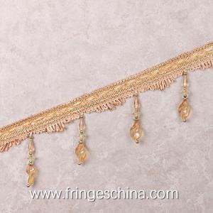 China Handmade fashionable chain beads lace tassels fringes for curtain/sofa/pillow decoration factory