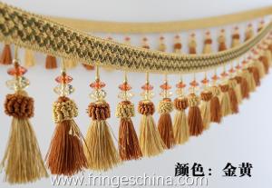 China Handmade fashionable chain beads lace tassels fringes for curtain/sofa/pillow/stage decoration factory