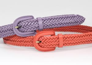 China 3cm Braiding Womens Genuine Leather Belt Cowhide Full Grain Purple factory