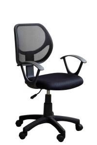 China Black Fabric Ergonomic Home Office Computer Chair With Mesh Back / Wheels factory