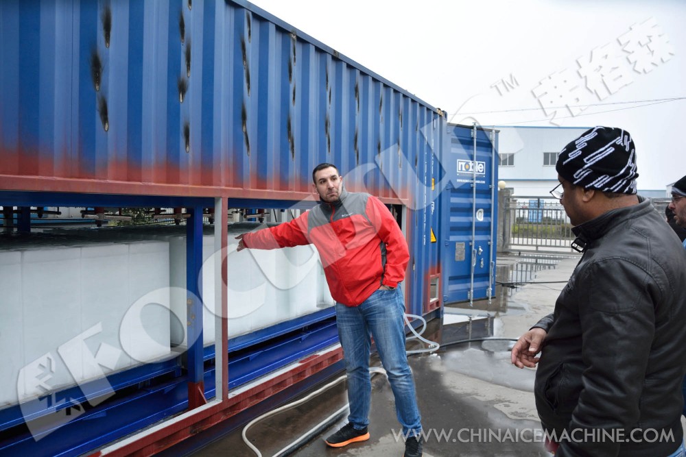 Stainless Steel 304 Direct Cooling System 40HQ Containerized Block Ice Making Machine