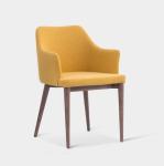 Hotel Restaurant Dining Chair with Solid Ash Wood Frame and Upholstered Metal