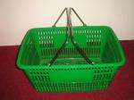 Green 32 Litres Hand Shopping Basket , Supermarket Wire Grocery Basket Metal