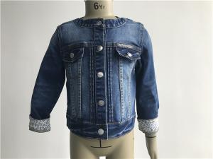 China Popular Kids Denim Jacket / Collarless Medium Wash Denim Jacket TW78605 factory
